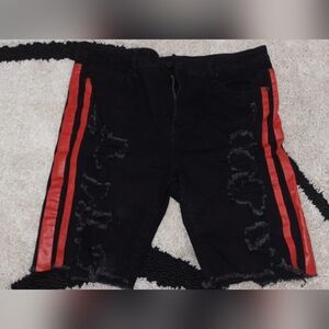 RUE 21 Black Denim Shorts with Red Stripes